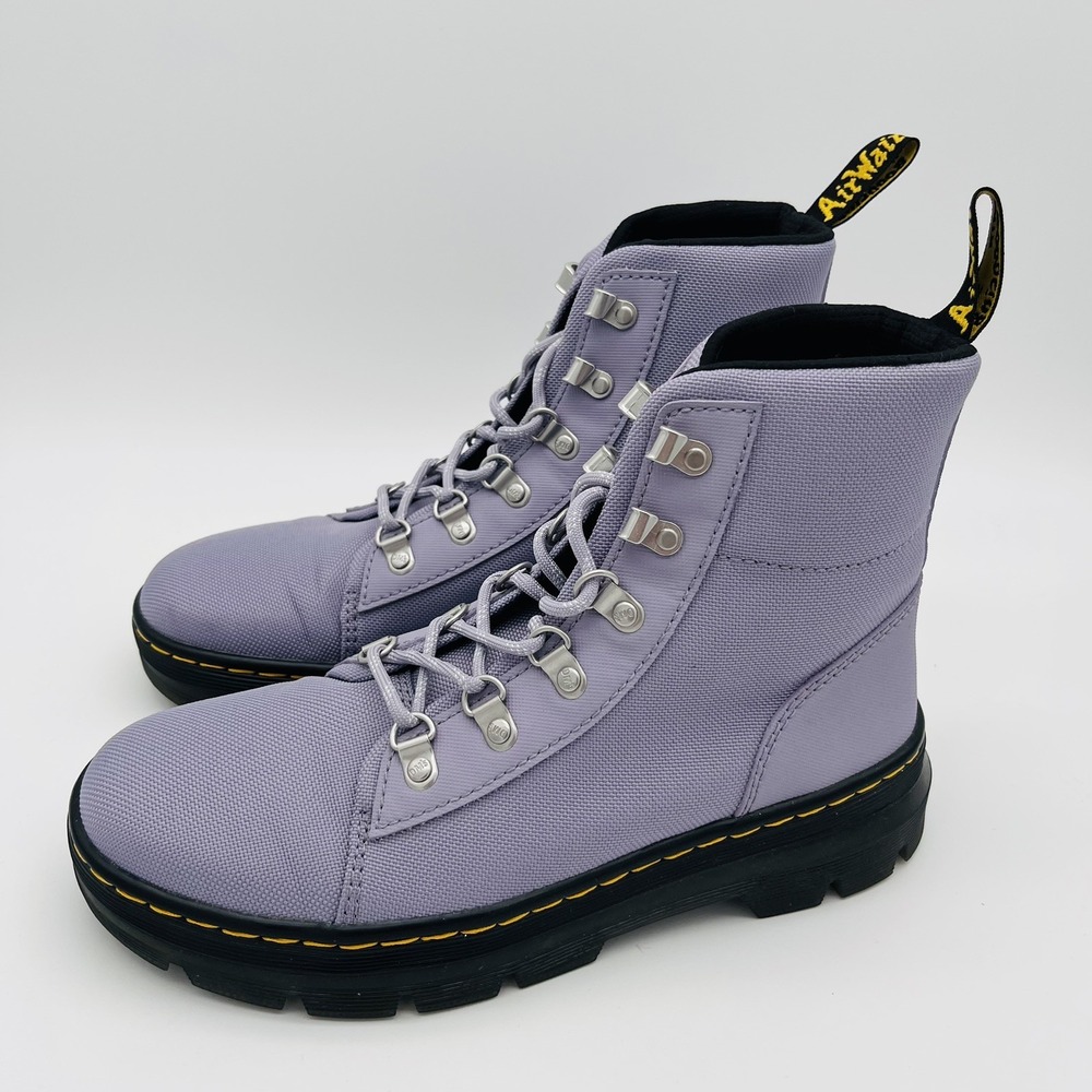 Dr. Martens Women's Lavender Purple Combat Ankle Boots Lace-Up Lug Sole US 8